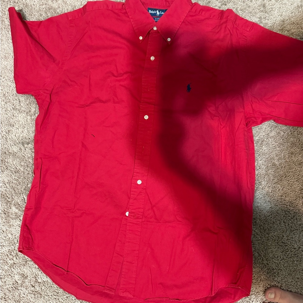 Ralph Lauren Men's Vibrant Red Button-Down Shirt